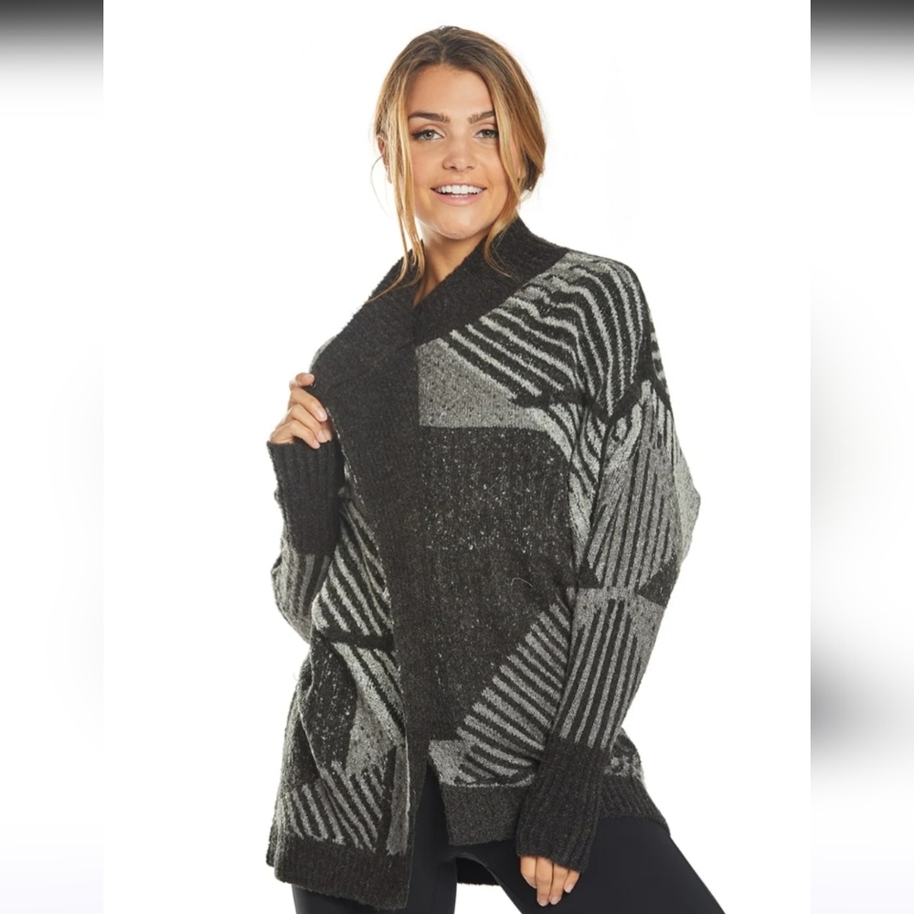 prAna Celandine Women's Sweater Geometric Patchwork Sz‎ M/L Cozy Layering Piece